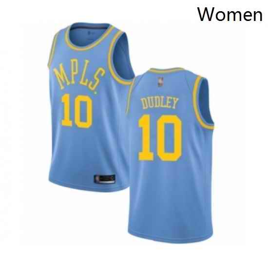 Womens Los Angeles Lakers 10 Jared Dudley Authentic Blue Hardwood Classics Basketball Jersey